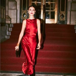 Reformation Casette Red Sangre Silk Dress 0 NWT